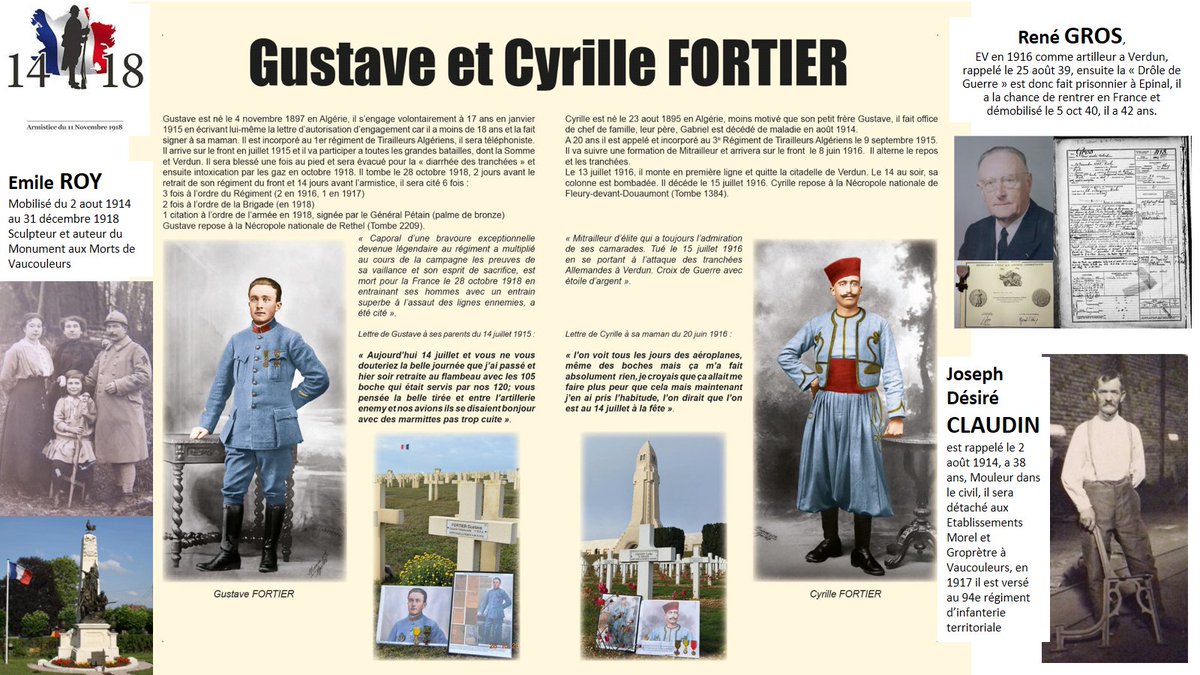 En ce 11 novembre hommage aux membres de ma famille, impliqués et pour certains Morts pour la France dans cette grande guerre : Gustave et Cyrille Fortier. 
Et retrouvez moi ce soir dans le 20h de France 2, sur "sortir les portraits de poilus de l'oubli" avec <a href="/Tadoukoz/">Tadoukoz</a>