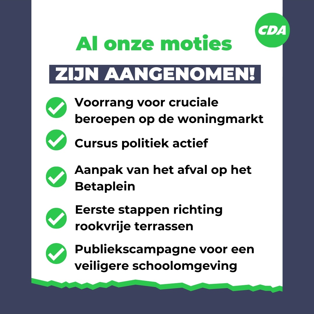 Tijdens de begrotingsbehandeling zijn al onze moties aangenomen! 💪

Als CDA Leiden blijven we ons sterk maken voor een stad die naar elkaar omkijkt, met oog voor leefbaarheid, veiligheid en de wijken. 💚