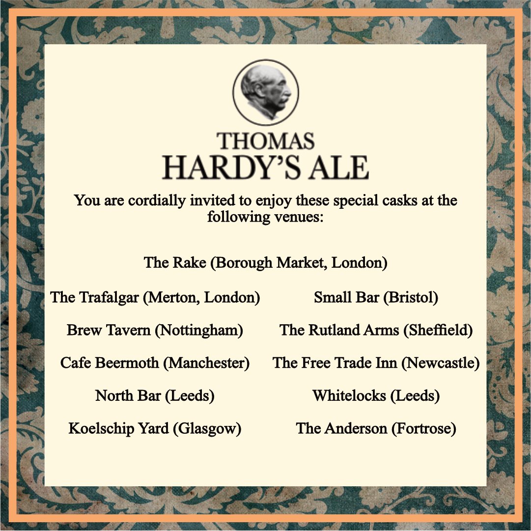 JamesClayBeers's tweet photo. @ThomasHardysAle To celebrate the momentous return of this legendary beer, we've had a series of exclusive casks racked, launching at some of the UK's best beer bars on Thursday 14th of November. https://t.co/WuzYgdJbIE