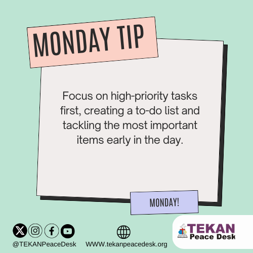 TEKANPeaceDesk's tweet photo. It's Monday!
Start your Monday with purpose and positivity! Let’s make this week a journey of growth, peace, and progress. Whatever your goals, take a deliberate step each day toward them, and remember – every small effort counts!
#KeepGrowing https://t.co/78zNEjxHQW