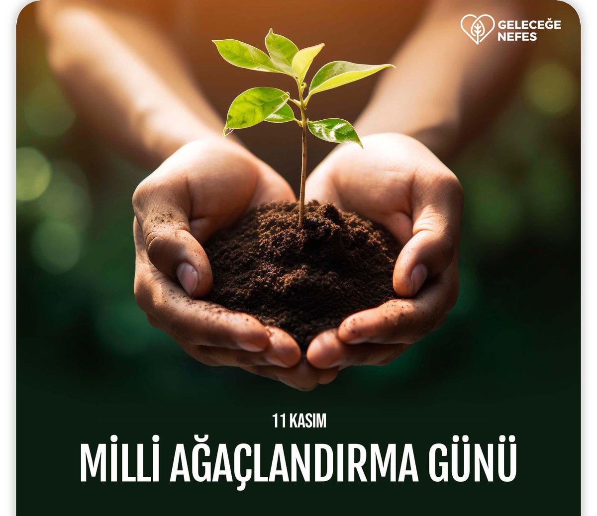 Gelecek nesillere daha yeşil bir Türkiye miras bırakmak için #GeleceğeNefes 
#İnsanlığaNefes olalım.

“Bugün Fidan, Yarın Nefes” 🌿🌲🌳

11 Kasım #MilliAğaçlandırmaGünü’müz Kutlu Olsun!

#YeşilVatan 🇹🇷