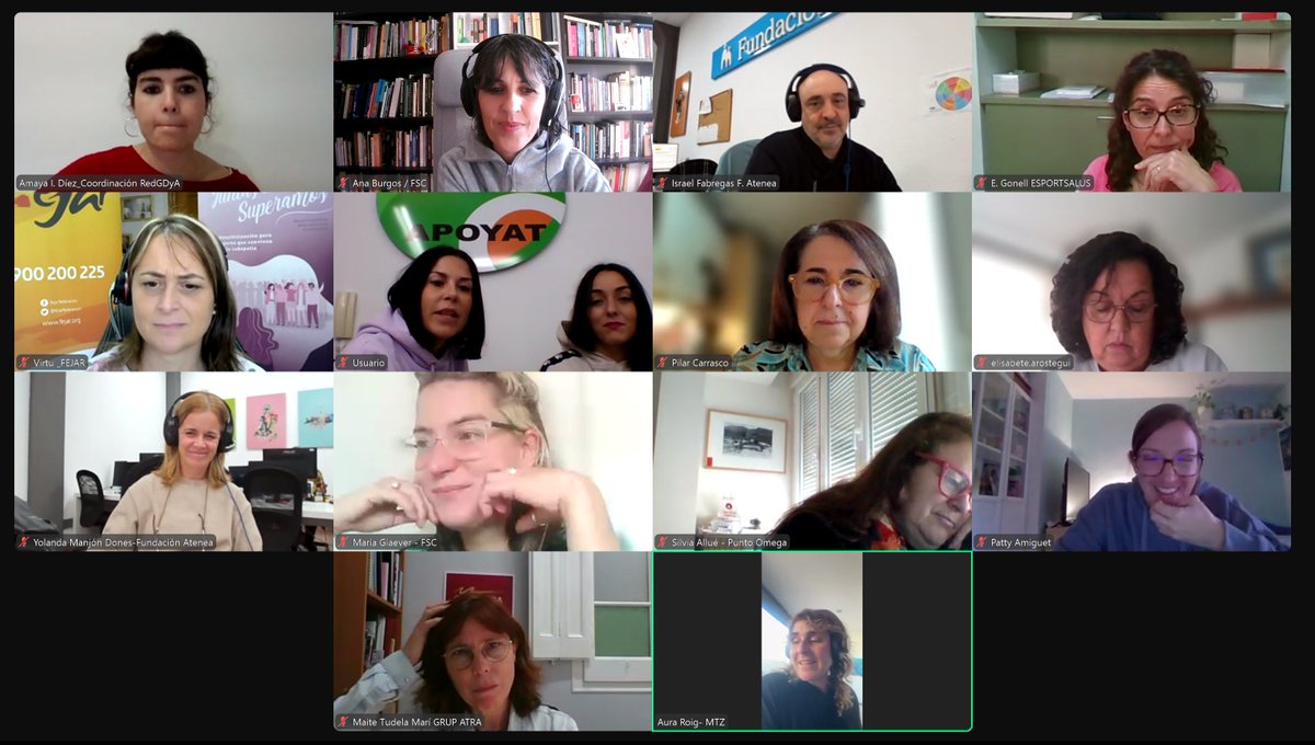 Malva_FSYC's tweet photo. Hoy estamos reunidas entidades y asesoras integrantes de la @redgeneroydroga:
Compartimos entre @fundsalcom, @FundacionAtenea, @fejarfederacion, @esportsalus, @apoyat, @generoydrogas, @Punto_Omega, #RdrLab, @GrupAtra y @Metzineres_org + asesoras d @urjc y @deusto
#DrogasyGénero https://t.co/ZVjnAduHxx
