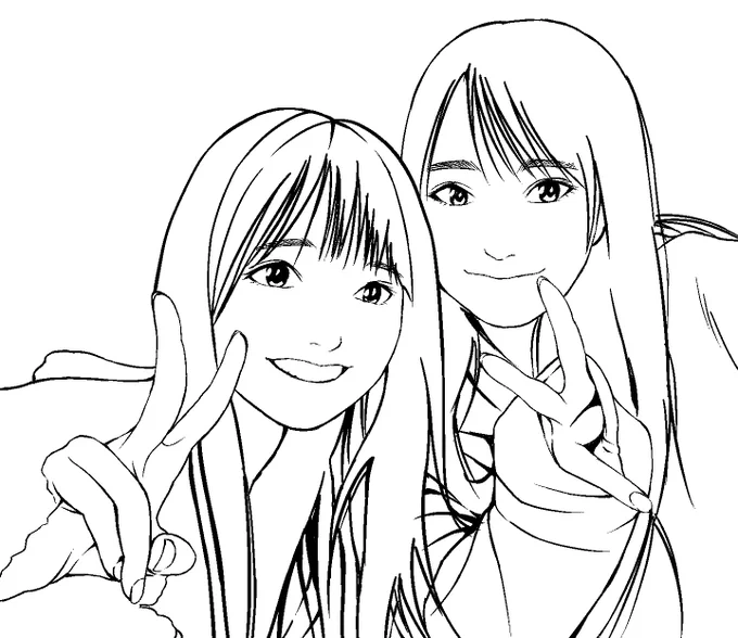 乃木坂46の五百城さんと向井さんの絵の線画です。

近いうち色塗ります。 