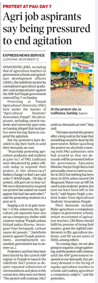 HarsimratBadal_'s tweet photo. It’s shocking, instead of giving jobs to unemployed agricultural graduates as promised by chief minister @BhagwantMann & @AAPPunjab, the police is being let loose on them to force them to end their just agitation. The Shiromani Akali Dal expresses solidarity with the protesting agri graduates & assures them it will ensure they are suitably employed once the party forms a govt in the State.