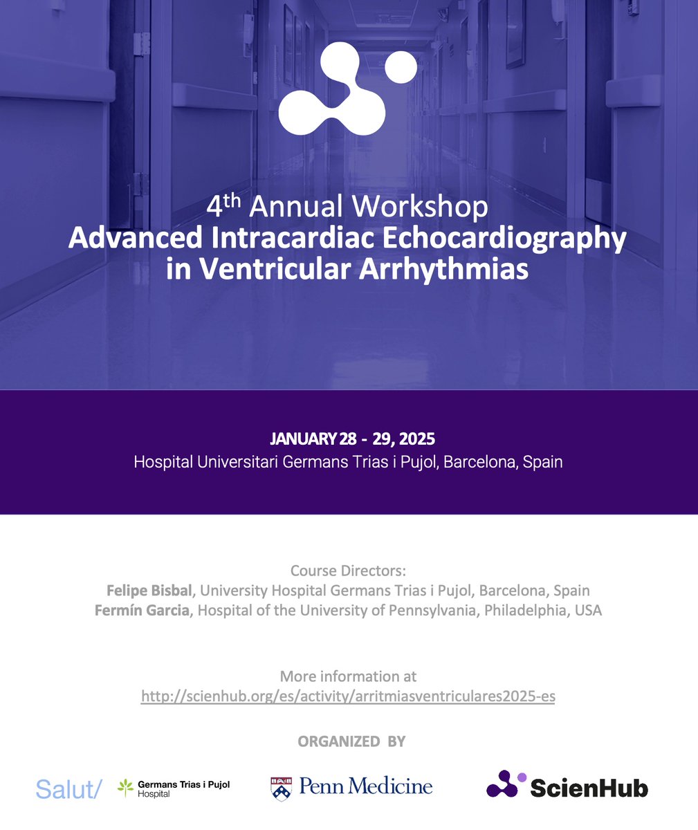 Felipe Bisbal (@bisbal_ep) on Twitter photo 📢"4th Annual Workshop on ICE in Ventricular Arrhythmias" in collaboration with
<a href="/DrFerminGarcia/">Fermin Carlos Garcia</a>
<a href="/PennCardiology/">Penn Cardiology</a>
🗓️ January 28-29, 2025
Registration is now open!
scienhub.org/es/activity/ar…
#EPeeps <a href="/VictorBazanG/">Victor Bazan</a>
#AxelSarrias <a href="/rogervilluendas/">Roger Villuendas</a> <a href="/VDelgadoGarcia/">Victoria Delgado</a>
<a href="/AranyoJulia/">Julia Aranyó</a> 📢"4th Annual Workshop on ICE in Ventricular Arrhythmias" in collaboration with
<a href="/DrFerminGarcia/">Fermin Carlos Garcia</a>
<a href="/PennCardiology/">Penn Cardiology</a>
🗓️ January 28-29, 2025
Registration is now open!
scienhub.org/es/activity/ar…
#EPeeps <a href="/VictorBazanG/">Victor Bazan</a>
#AxelSarrias <a href="/rogervilluendas/">Roger Villuendas</a> <a href="/VDelgadoGarcia/">Victoria Delgado</a>
<a href="/AranyoJulia/">Julia Aranyó</a>