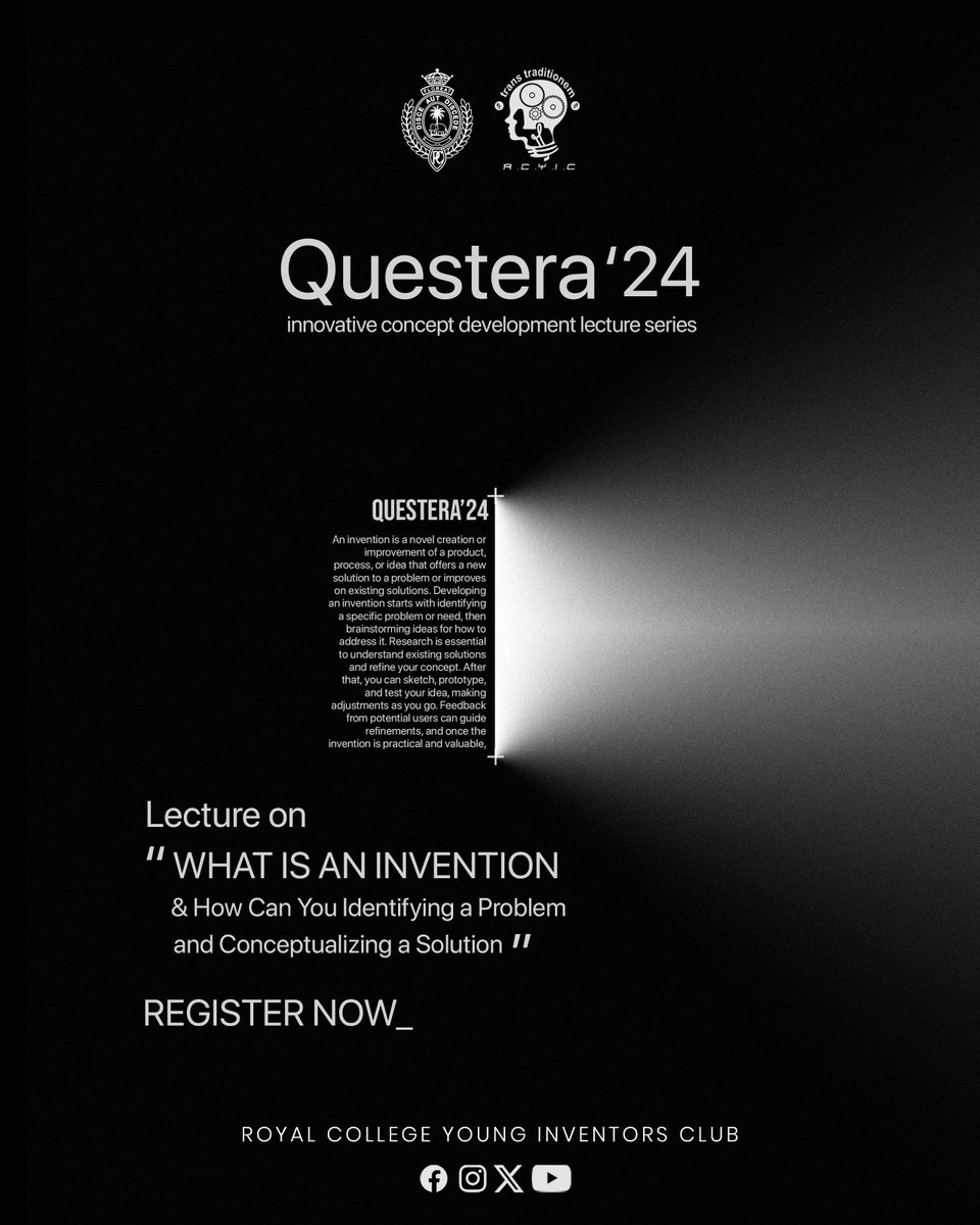 RCYICMembers's tweet photo. “Innovation requires an experimental mindset.”

Ready to bring your unique ideas to life?

Join us and learn from the best in the field on how to turn your vision into impactful inventions!

Register Now!
https://t.co/Y0dAeRc5iB

#Questera24
#RCYIC https://t.co/qqmPRf85jz