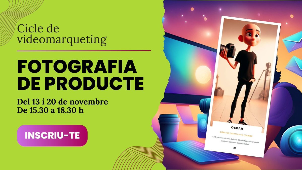 etsdigital's tweet photo. [RESTEN DOS PLACES]
Que no sigui dit! Formació pràctica adreçada a emprenedors i professionals que s'hagin de fer ells mateixos fotografia dels seus productes per a botiga online o física, per a web o promoció 
Més informació i inscripcions a : https://t.co/WEaPKcJ1Ew https://t.co/bGvb9fyBzO
