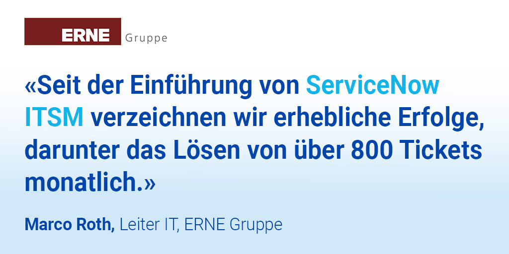 Team_FROX's tweet image. Mehr Effizienz im IT-Support: Mit #ServiceNow #ITSM hat die Bauunternehmung ERNE ihre IT-Serviceprozesse optimiert. Die zentrale Lösung ermöglicht eine schnellere, nachvollziehbare Ticketbearbeitung – ein wichtiger Schritt hin zur #Prozessdigitalisierung. hubs.la/Q02XGxdh0