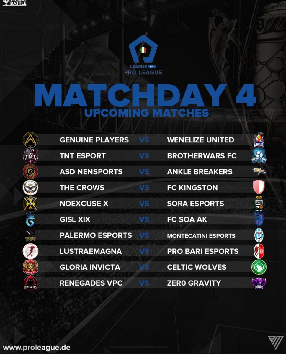 4° Giornata #SerieB
<a href="/pctransfermarkt/">🇮🇹 PRO CLUBS TRANSFERMARKT🔍</a>