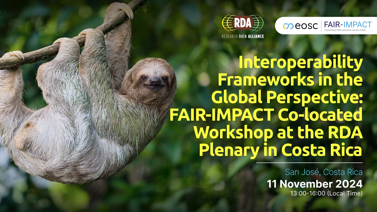 fairimpact_eu's tweet photo. 📣 Join us at the @fairimpact_eu Workshop at #RDAP23 for expert insights on #Interoperability and frameworks like #EOSC, driving global #datasharing.
📍 University of Costa Rica, Engineering Faculty, Room 303
⏰ 11 Nov 2024, 13:00-16:00 local time
👉https://t.co/iJ4T0NJcMt https://t.co/kaCYItcBlf