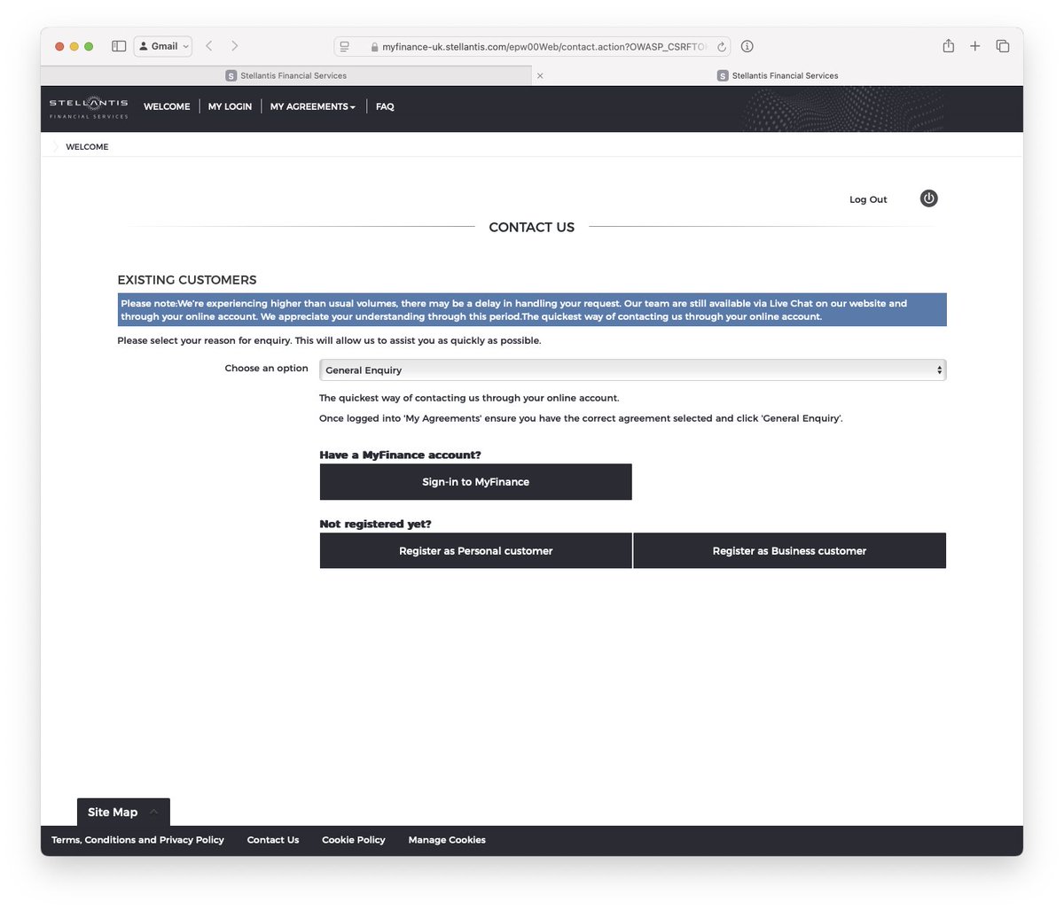 Ack3r5's tweet image. @Stellantis This is the screen on the Stellantis site once your logged in to contact them.  Can they not detect that I am already logged in?   #WorstCustomerExperienceEver #BadCustomerService
#TerribleUI