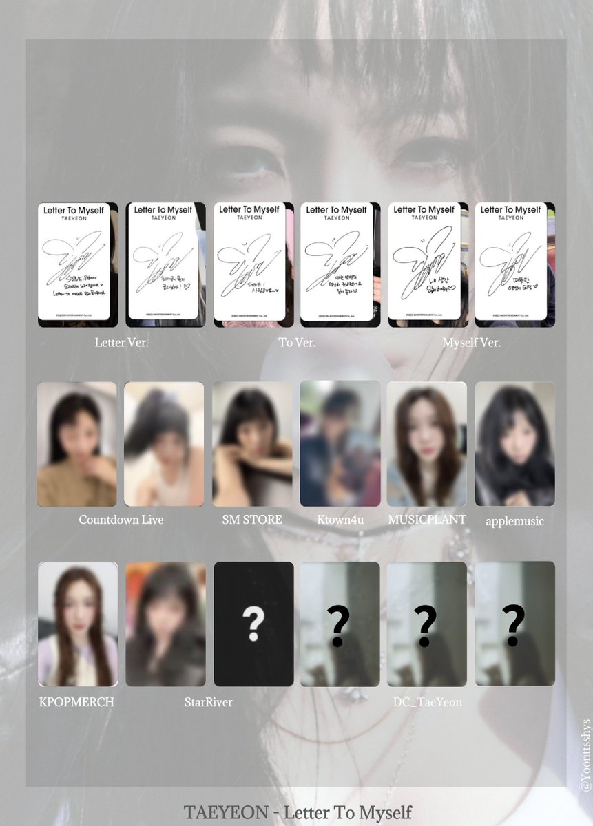 TAEYEON 태연 'Letter To Myself'
PHOTOCARD TEMPLATE 포카리스트