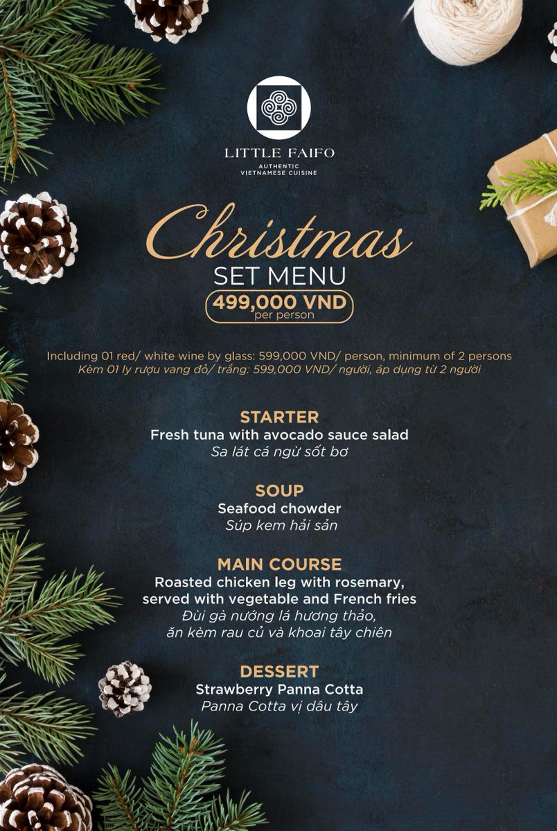 littlefaifo's tweet photo. 🎄 𝑬𝒎𝒃𝒓𝒂𝒄𝒆 𝒕𝒉𝒆 𝑭𝒆𝒔𝒕𝒊𝒗𝒆 𝑺𝒑𝒊𝒓𝒊𝒕 𝒂𝒕 𝑳𝒊𝒕𝒕𝒍𝒆 𝑭𝒂𝒊𝒇𝒐 - 𝑯𝒐𝒊 𝑨𝒏
#littlehoiangroup #littlefaifo #littlefaiforestaurant #restaurant #hoian #vietnam #travel #다낭 #베트남 #호이안 #호이안여행 #ホイアン https://t.co/GB5phwQtPI