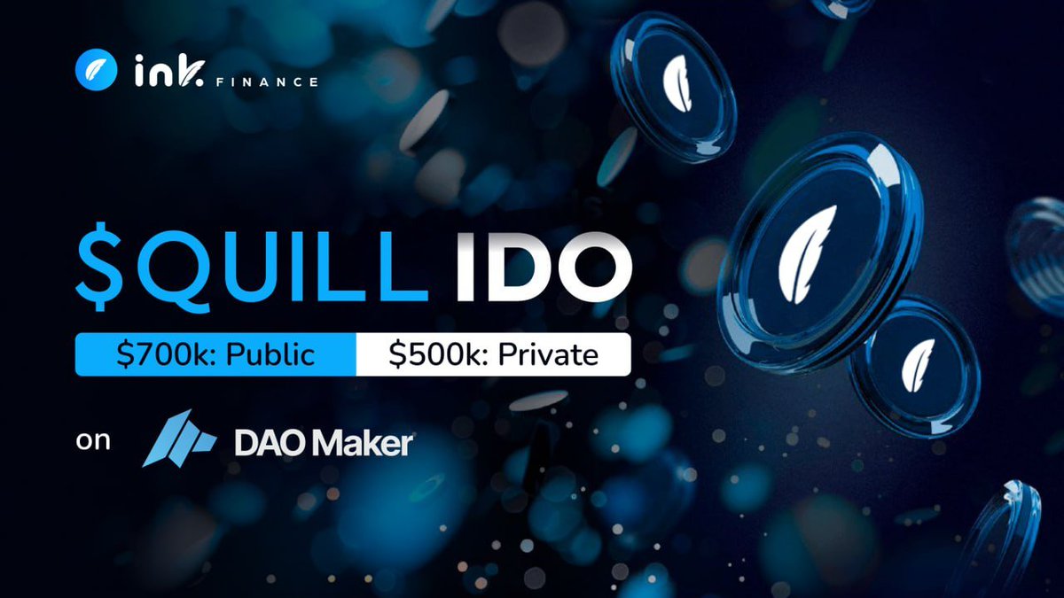 inkfinance's tweet image. Exciting Announcement: Ink Finance’s $QUILL IDO is live on DAO Maker starting Nov 11, 12 PM UTC!

$QUILL isn’t just a token—it’s the foundation for a new era of finance. We’re bringing Web2 and Web3 together to unlock the vast potential of real-world assets on-chain. With $QUILL,…