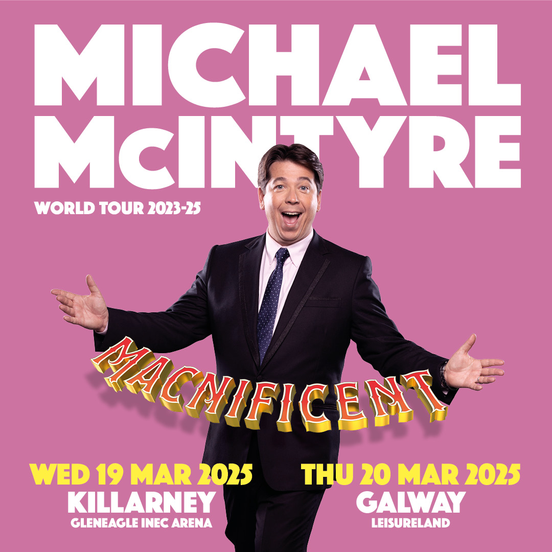 Good news! 🎉 Michael McIntyre brings his brand-new show MACNIFICENT to Galway on Thursday 20 March, 2025! 

Presale from 10am Wed 13 Nov. General sale from 10am Fri 15 Nov.