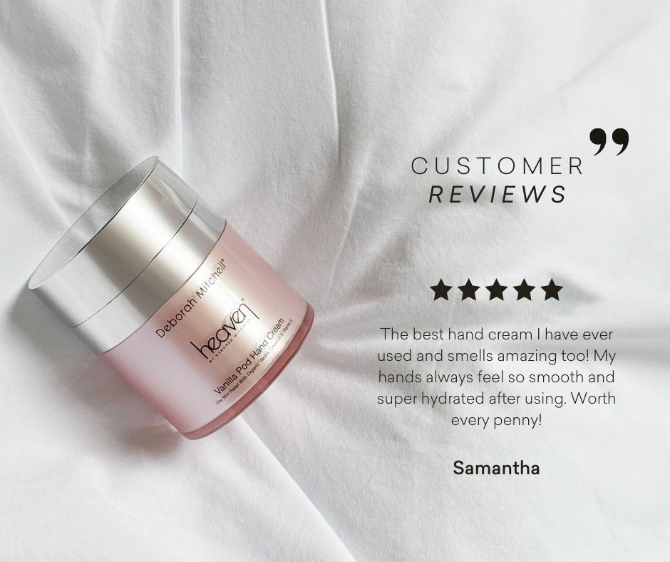 heavenskincare's tweet photo. Turning experiences into 5 star stories! Our Vanilla Pod Hand Cream is a firm favourite of ours, see why our customers love it too!💗

Shop here - https://t.co/Lj58Oowx0G

#heavenskincare #skincare #vanillapod #handcream #customerreviews #reviews https://t.co/3Ylt2S458s