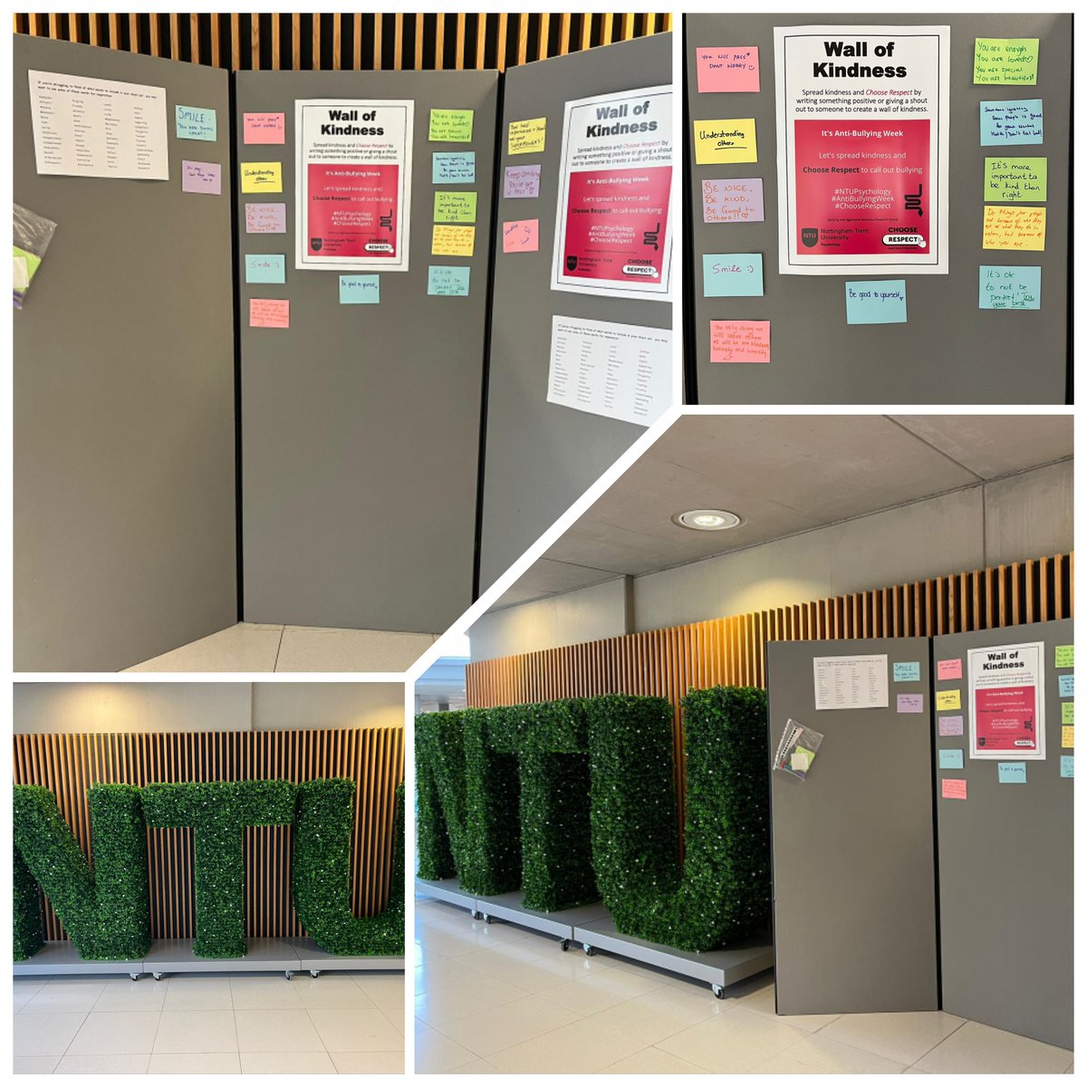Bullying and Aggressive Behaviour Research Group (@bab_researchntu) on Twitter photo Today marks the start of #AntiBullyingWeek
We are encouraging members of the <a href="/PsychologyNTU/">NTU Psychology</a> and <a href="/NottmTrentUni/">Nottingham Trent University</a> community to #ChooseRespect and post a message on the wall of kindness in the Newton Building on Level 1 Today marks the start of #AntiBullyingWeek
We are encouraging members of the <a href="/PsychologyNTU/">NTU Psychology</a> and <a href="/NottmTrentUni/">Nottingham Trent University</a> community to #ChooseRespect and post a message on the wall of kindness in the Newton Building on Level 1