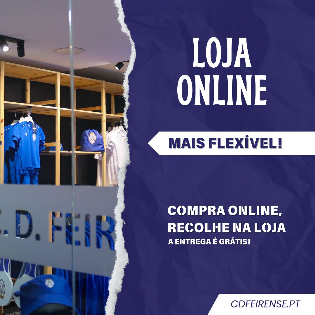💙 Novidade na Loja Online do CD Feirense: compra online e recolhe no Complexo Desportivo Rodrigo Nunes! 🏟️📍

Mais prático e rápido – compra com o orgulho Feirense e vem buscar à nossa casa.

Sabe mais em cdfeirense.pt