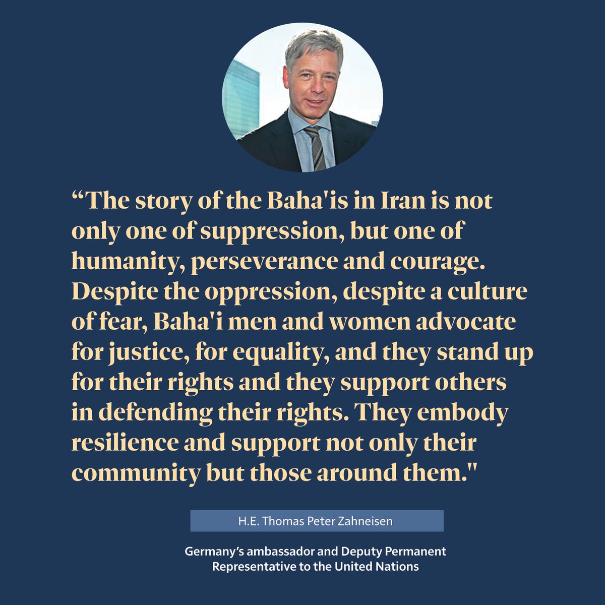 A major new report, Outsiders: Multifaceted Violence Against Baha’is in the Islamic Republic of Iran, exposes the violence inflicted on the #Bahai community in #Iran during 45 years of sustained persecution since the 1979 Islamic Revolution.
<a href="/GermanyUN/">Germany in the United Nations</a> Ambassador and Deputy
