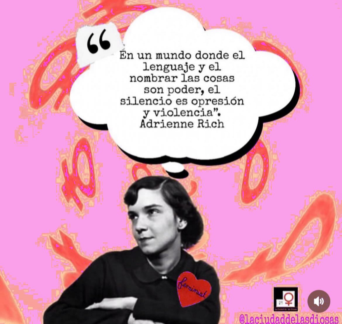 lasdiosas's tweet photo. “En un mundo donde el lenguaje y el nombrar las cosas son poder, el silencio es opresión y violencia”.
Adrienne Rich 💜🦋
#feministas #adriennerich #laciudaddelasdiosas #autonomíasdelasmujeres #nombrarenfemenino #conlaa https://t.co/mJmwrJp3tQ