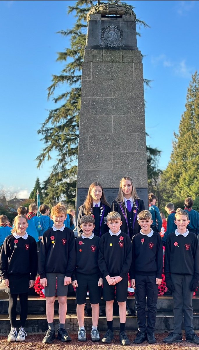 Well done to Molly and Hannah, two of our Social Subjects Captains, for paying respects alongside pupils from Bridge of Allan Primary at yesterday's Remembrance Service.