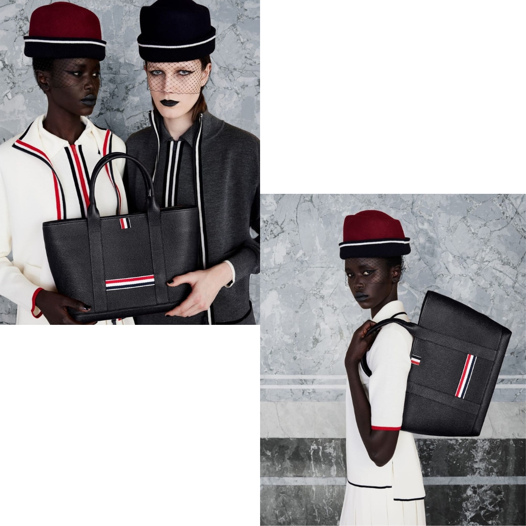 mihrmarketing's tweet photo. Thom Browne won a trademark suit by telling Adidas, "My market segment are not peasants." In a bold legal battle against Adidas, Thom Browne’s luxury brand claimed their high-end clientele would never confuse their designs with Adidas’ iconic stripes. 1/7 https://t.co/bSruEm3q81