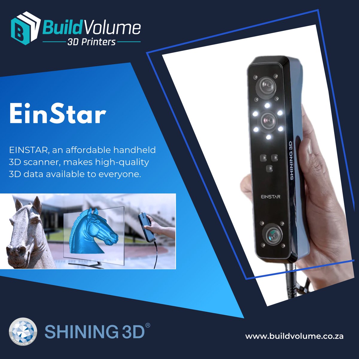 BuildVolume's tweet image. Unleash precision 3D scanning with BuildVolume &amp;amp; the EinStar!

High accuracy, fast speeds, portable design - perfect for reverse engineering, product design &amp;amp; more!

buildvolume.co.za/einstar

#BuildVolume #Shining3D #EinScan #3DScanning #ReverseEngineering #ProductDesign