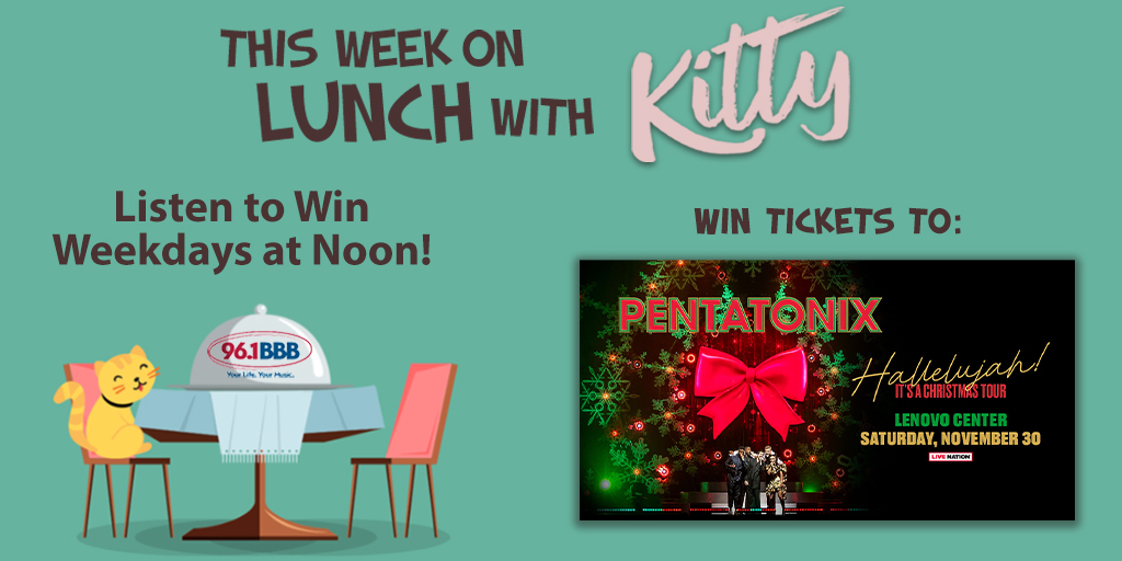 Pentatonix: Hallelujah! It's A Christmas Tour comes to Raleigh on Saturday 11/30 at Lenovo Center ❄️ Want to go to the show? Listen every day this week during Lunch with Kitty for your chance to win a pair of tickets to come celebrate the holidays with @ptxofficial! 🎄