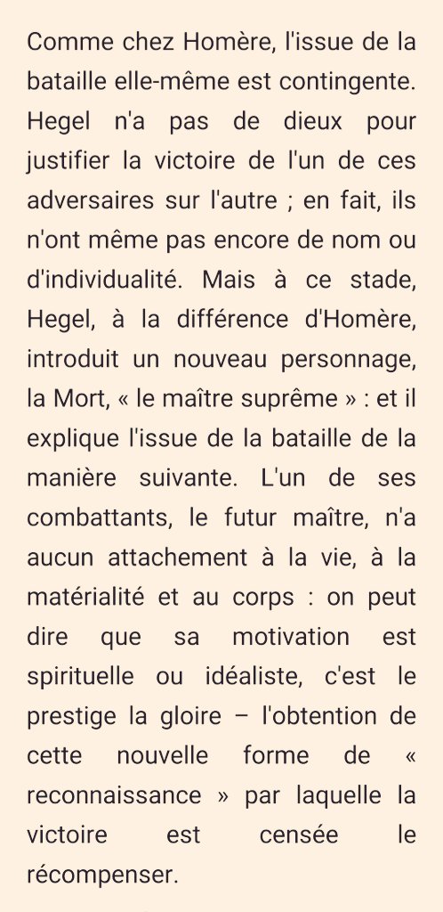 pelodegerland's tweet photo. La fable du Maître et de l’Esclave
Le conflit inclut la reconnaissance d'avance, ou la présuppose : le combat a lieu sur la base d'une reconnaissance préalable
Le mythe démontre logiquement que la reconnaissance ne peut avoir lieu à la suite d'une lutte >
https://t.co/qJ1Ttsjwnr https://t.co/bDLHBxBJol
