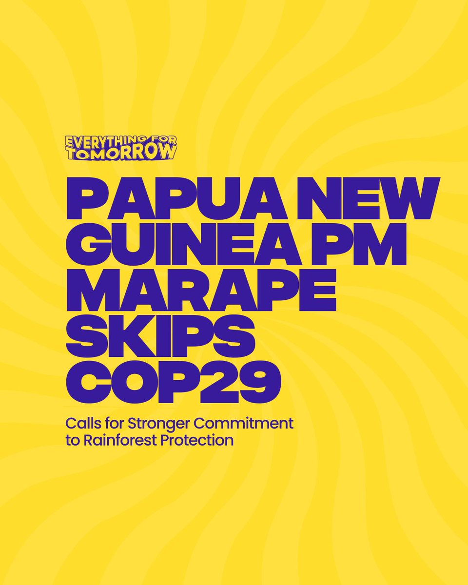Papua New Guinea's Prime Minister James Marape has decided not to attend #COP29, citing the insufficient global commitment to rainforest conservation. He urges high-emission nations to take meaningful action.

#EverythingForTomorrow