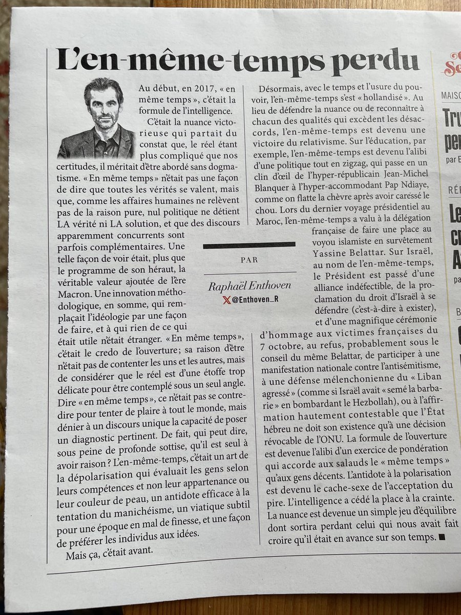 charles Savigny🎗️ 🇫🇷🇪🇺 (@charles1de) on Twitter photo Cette semaine je n’avais pas pris le temps de lire <a href="/franctireurmag/">Franc-Tireur</a> je viens de rattraper cette bévue et bien m’en a pris. Je considère que cet éditorial de <a href="/Enthoven_R/">Raphaël Enthoven 🎗️</a> est l’un des meilleurs des 156 que j’ai lus. Simple, intelligent et argumenté. Cette semaine je n’avais pas pris le temps de lire <a href="/franctireurmag/">Franc-Tireur</a> je viens de rattraper cette bévue et bien m’en a pris. Je considère que cet éditorial de <a href="/Enthoven_R/">Raphaël Enthoven 🎗️</a> est l’un des meilleurs des 156 que j’ai lus. Simple, intelligent et argumenté.