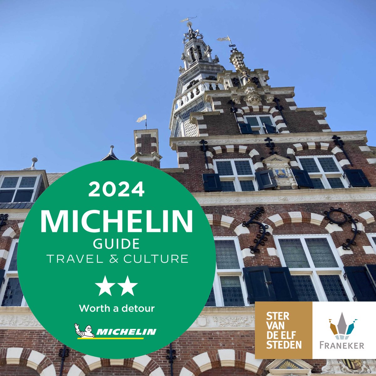 Wist je dat het stadhuis van Franeker in 2024 een Michelin ster ⭐️ heeft gekregen in de Michelin reisgids voor toeristische bezienswaardigheden. Op basis van negen criteria worden sterren toegekend. 
#michelinstar #michelinguide #franekerster #bezienswaardighedennederland