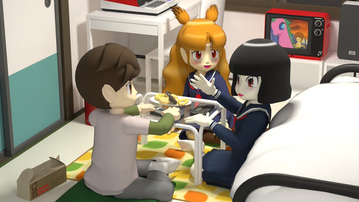 comugi6502's tweet photo. 「ぼくも勉強すれば、こんなゲームが作れるかなー」
「機械語はちょっと難しいけど、びわ君なら大丈夫よ」
カシオの16ビットポケコン[Z-1]のゲームで遊んでいるびわ坊です。
2枚目、ポケコン時代の最後を飾ったカシオZ-1GR(左)とシャープPC-G850V(右)です。

#3DCG #SketchUp #CASIO #Z1GR #ポケコン https://t.co/HeuhGK8dej