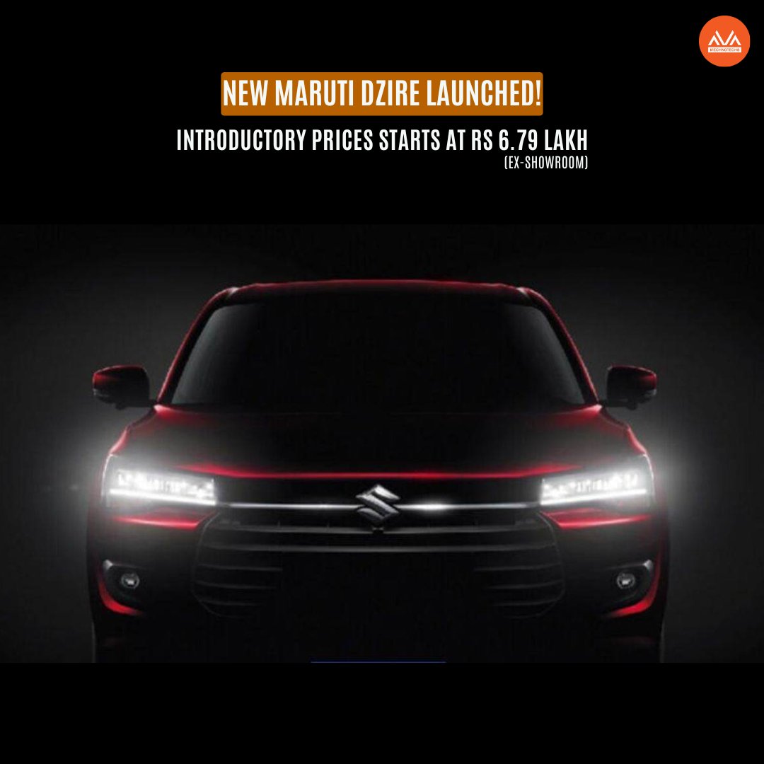 mechnotechs's tweet photo. New Maruti Dzire hits the streets! Starting at ₹6.79 lakh, available in 7 colors and 4 variants. Impressive mileage of up to 33.73 km/kg! Perfect blend of style &amp; efficiency. #MarutiDzire #NewLaunch #FuelEfficient #IndianRoads #AutomobileNews https://t.co/YetC0xYr3q