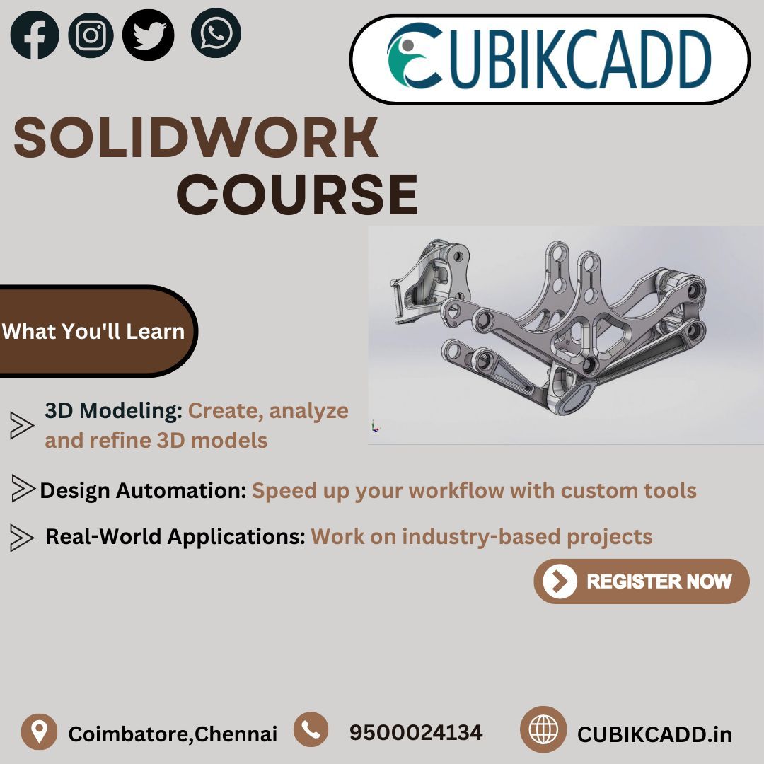 CubikCadd's tweet image. Transforming visions into precision with #SolidWorksTraining!

Call us at 9500024134 or Mail to info@cubikcadd.in

#solidworks #solidworkstraining #d #design #cadtraining #certification #engineeringstudent #skillindia #qualitytraining #cubecadcenter #engineering #mechanicalengin