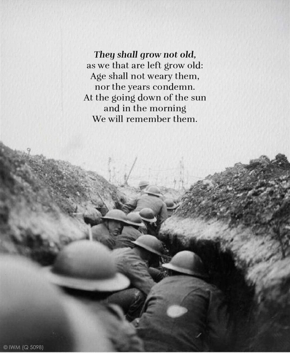 They shall grow not old
As we that are left grow old
Age shall not weary them
Nor the years condemn
At the going down of the sun
And in the morning
We will remember them #ArmistaceDay #RemembanceDay