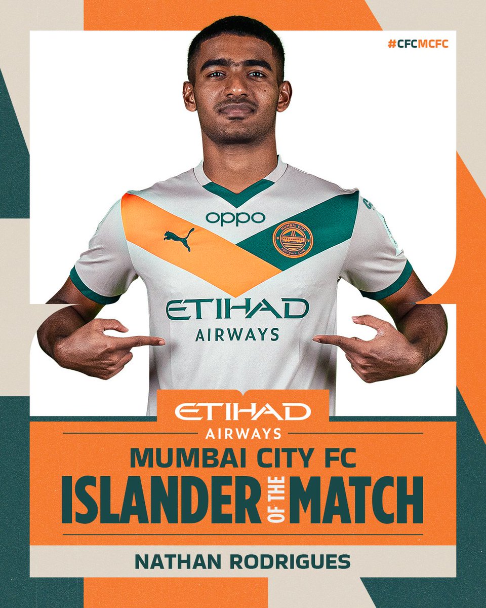 MumbaiCityFC's tweet photo. Our young left back who scored the all important equaliser in #CFCMCFC is the @etihad MCFC Islander of the Match ๐ฉต
#ISL #AamchiCity ๐ต https://t.co/HHTYw1D9aT