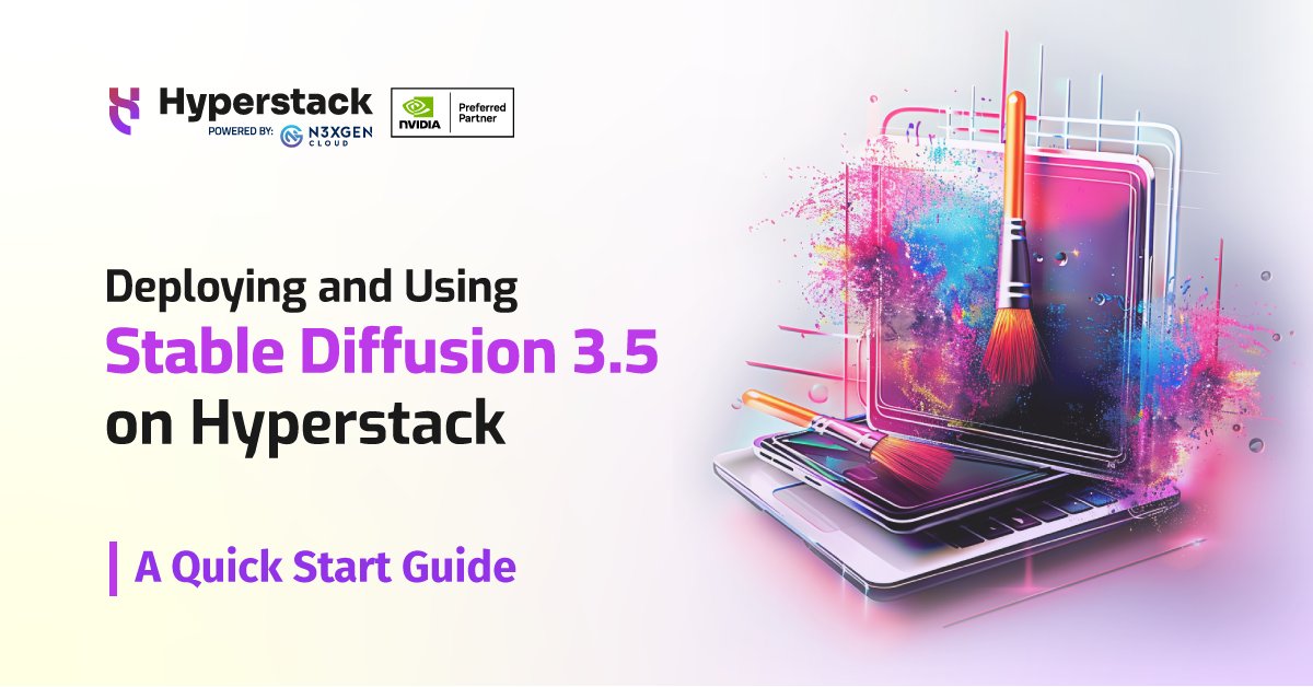 Hyperstackcloud's tweet image. 🧑🎨 The tutorial you’ve been waiting for is here 👇
In this quick guide, find out how to get started using and deploying #StableDiffusion 3.5 on Hyperstack and take your creative workloads to the next level.
Get reading now at bit.ly/40HTfcb
#Hyperstack #GPUisWhatWeDo