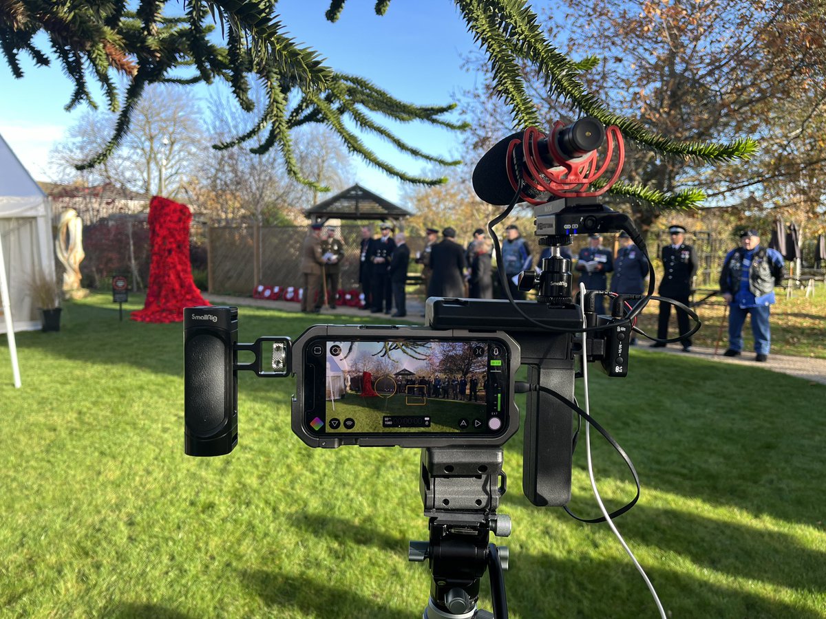 Standing by to film Remembrance Day service in the Secret Garden at Glenfield Hospital <a href="/Leic_hospital/">Leicester's Hospitals</a> #mojo