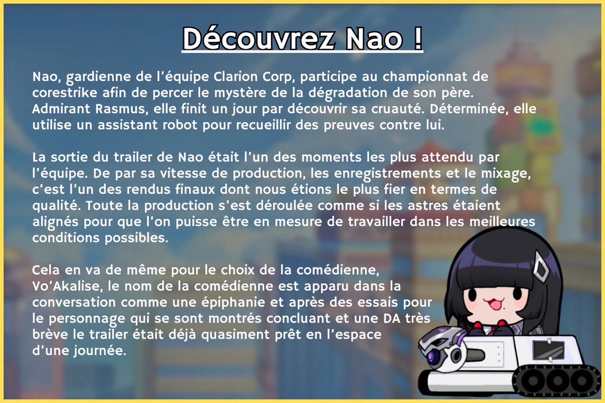 Le trailer de Nao vous a plu ? 👁‍🗨

Que diriez-vous alors d'en apprendre plus sur sa conception en attendant l'arrivé du dernier Striker ?🎬🔥

#OmegaStrikersVF