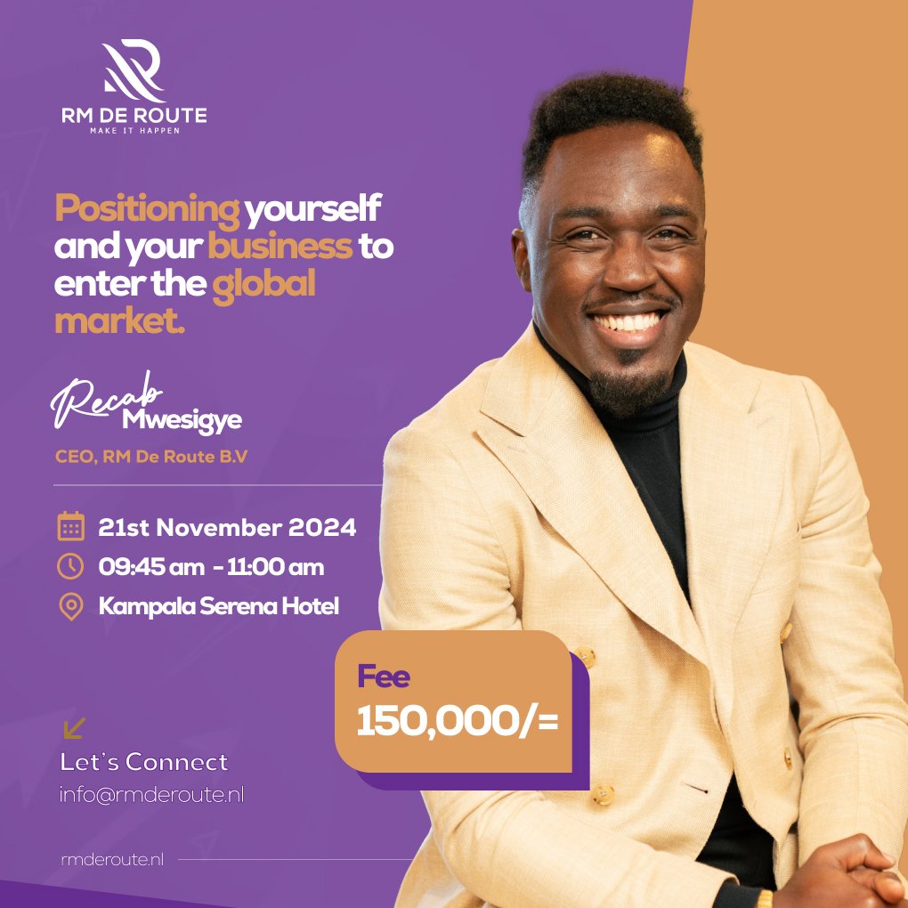 🚀This is the cue you’ve been waiting for to expand your reach and business. 

Learn how to scale, adapt and thrive on the global scene. 

Limited slots are available.

Visit ticket.ug/rmderoute to book your slot today. 

#rmderoute #GlobalExpansion #GlobalEntrepreneurs