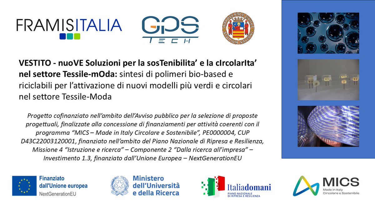 ImpresaLAB2011's tweet image. Let&apos;s celebrate! Un altro entusiasmante progetto con #FRAMISITALIA e #GPSTECH! 
#Bioeconomy #MadeInItaly #biobased #textile #PNRR #NextGenerationEU #MICS