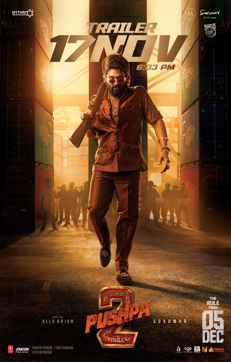 TrendsAlluArjun's tweet photo. POSTER - THE BEST 💥🫡📈

Trailer info in simple : 
Nov 17th - brathiki unte 
Dec  5th  - 1AM RTC lo kaludham 🥵

@alluarjun #Pushpa2
 #Pushpa2TheRule #Pushpa2TheRuleTrailer https://t.co/VAAi6Mhhdd