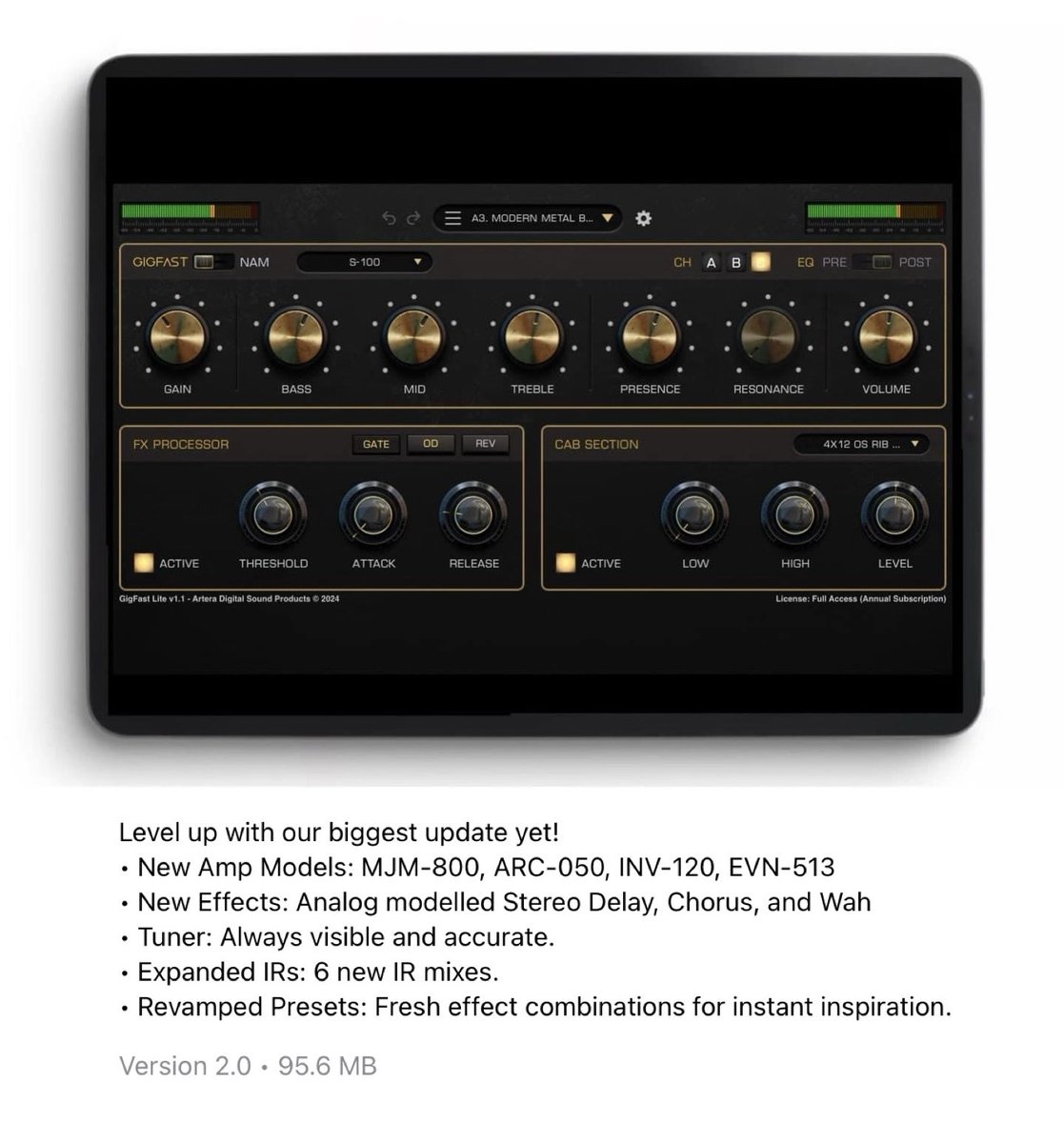 🚨Plugin Update🚨 ArteraDSP has updated ‘GigFast Lite’ to v2.0! This huge update adds NEW Amp Models, NEW Effects, Expanded IR’s and more! Update yours now in the App Store!

apps.apple.com/us/app/gigfast…