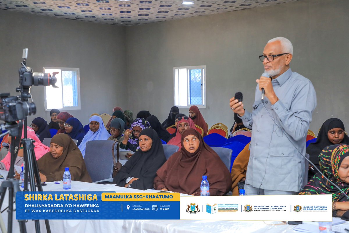 ICRICSomalia's tweet photo. #ICRIC, #OC, and #MoJCA engaged with youth and women from #SSC-Khatumo to discuss proposed amendments to Chapters 5-9 of the Constitution. Their valuable insights will contribute to a more inclusive and representative constitution. #Somalia #Constitution #Youth #Women #SSCKhatumo https://t.co/93SUH3xxHl