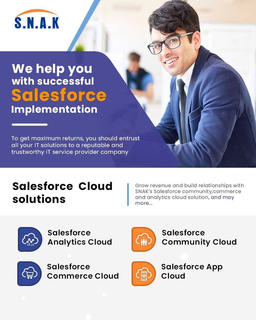 SNAK_INDIA's tweet photo. Best Salesforce Solution Provider company in over the world. For More info https://t.co/TI82yUOe6k
#snakconsultancyservices #salesforceservices #SalesforceMigration #SalesforceConsulting #SalesforceImplementation #snak https://t.co/sKEnEnNc7m