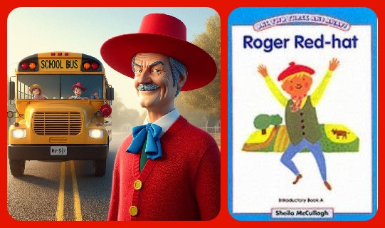 OldSchoolBooks1's tweet photo. Okay, I've learnt my lesson , letting 'AIArt' programs loose on #vintagebook titles is not a good idea. #RogerRedHat in his senior years waiting for the school bus. Arrrrrgggh! https://t.co/bepOaxEVmA