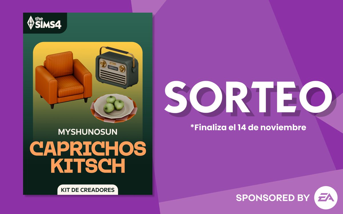 MickeSims's tweet image. 🎁¡SORTEO!🎁

¡Estoy sorteando 1 código (PC/EA app) del nuevo kit #CozyKitsch de Los Sims 4! Mil gracias a #EACreatorNetwork💜

Para participar:
👉Seguir a @MickeSims y @LosSimsES
👉Dar Like y RT
👉Sígueme en instagram.com/mickesims o tiktok.com/@MickeSims 

¡Suerte a todos!🍀