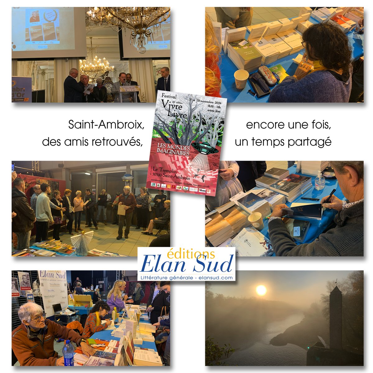 Aux amis de Vivre Livre et leur accueil chaleureux, visibles ou non…
Jean Dherbey qui est primé pour une nouvelle, Brigitte Dubicki, Myriam Saligari et <a href="/Dominique_LIN/">Dominique LIN</a> en dédicace, des lecteurs nouveaux, des amis des réseaux, une nature environnante qui nous invite à rester…