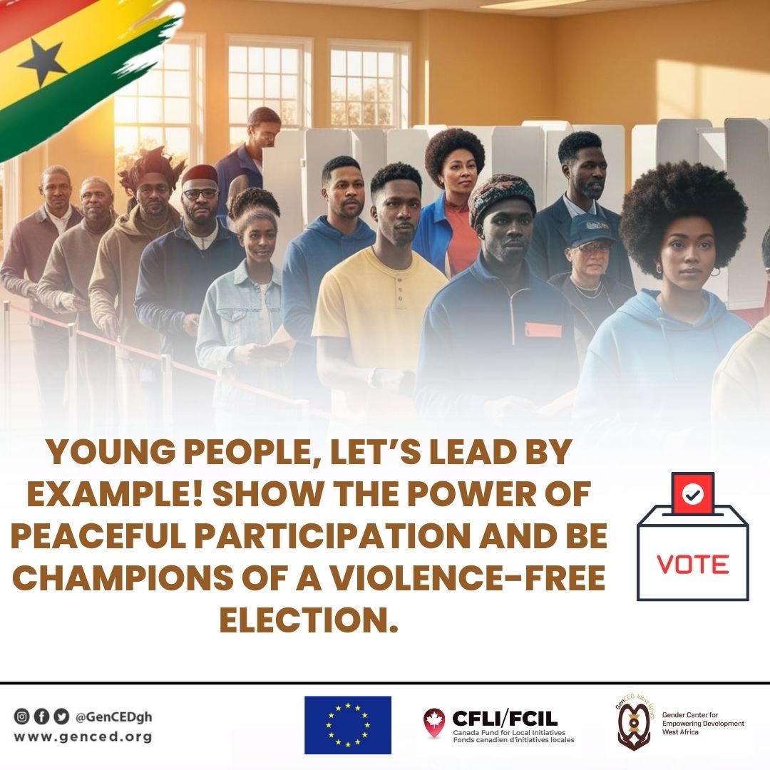 GenCEDgh's tweet photo. As the future leaders of our noble country, Ghana, the peace campaign is dependent on us largely. Let us be champions of the ''Violence-free'' election comes December 7.
#gencedgh
#CFLIinGH
#europeanunion
#peacecampaign
#Elections2024 https://t.co/vEuUZGSCFL